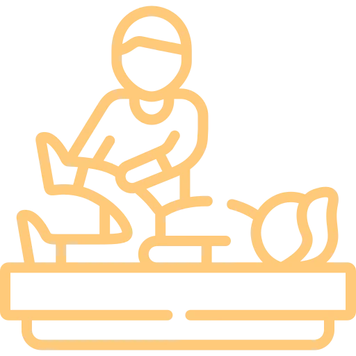 Line art of a person performing CPR on another person lying on a surface.